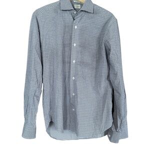 Men's Culturata Blue Checkered Dress Shirt Med